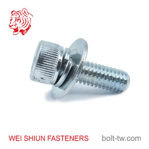 Bolt DIN 912 split washer and flat washer assembled BZP alloy steel
