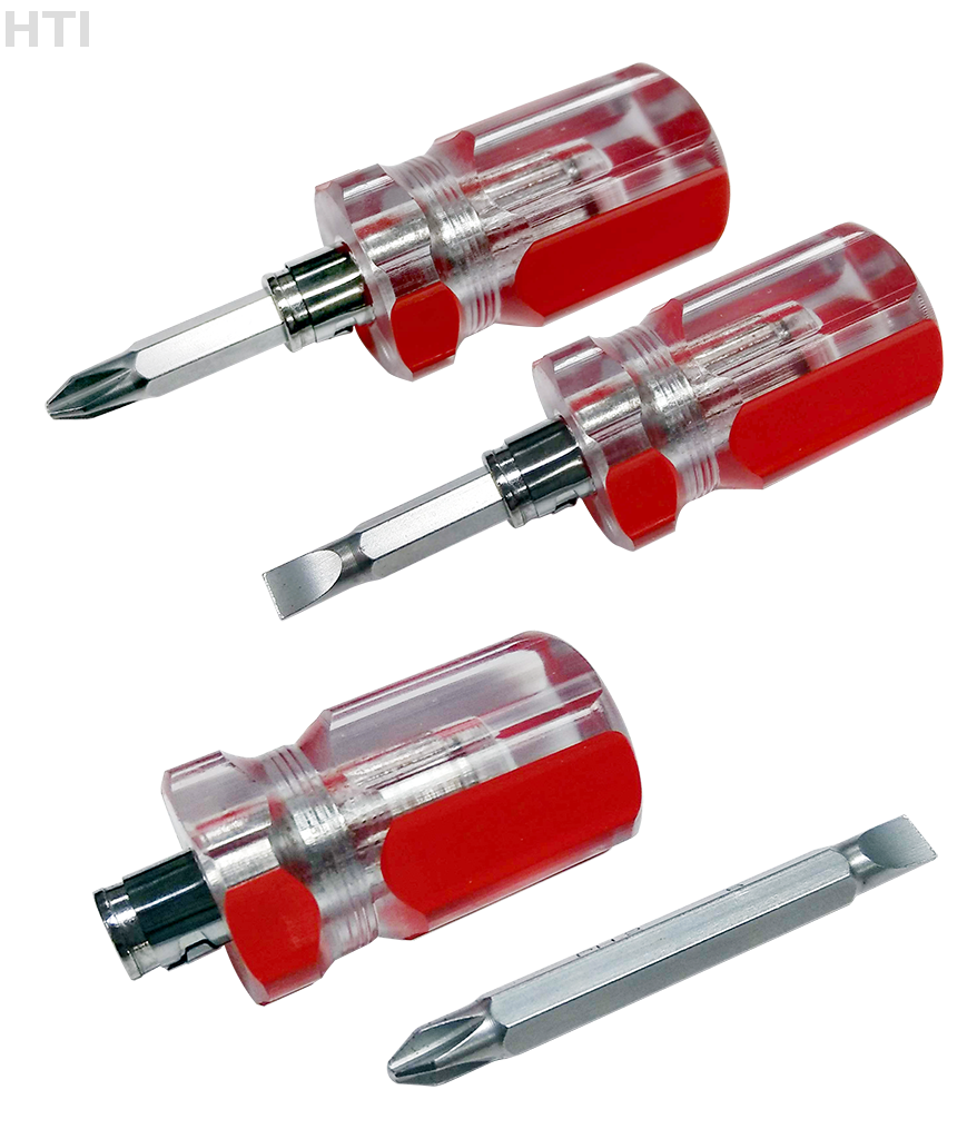 Stubby Two Way Screwdriver Plastic Handle