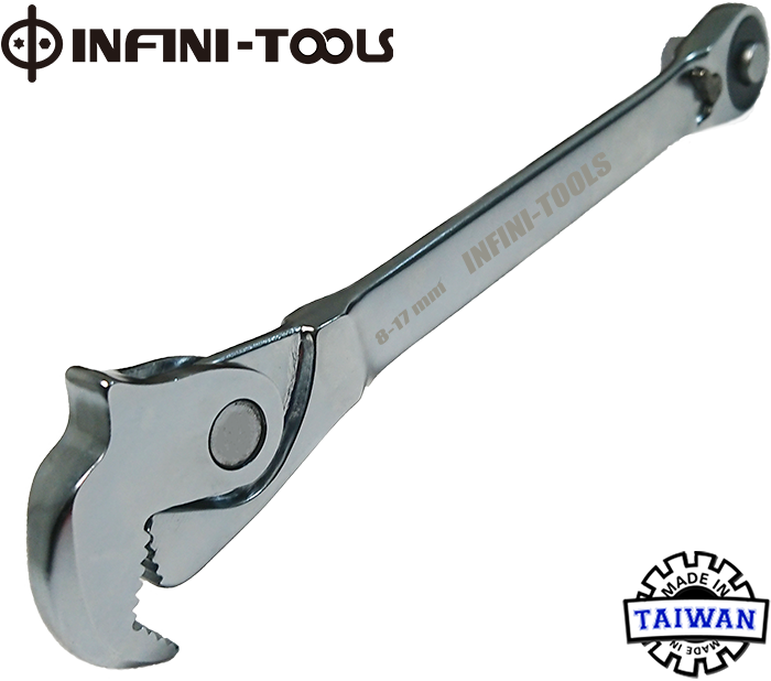 Dual Head SelfLocking Adjustable Quick Ratchet Wrench, 817 mm