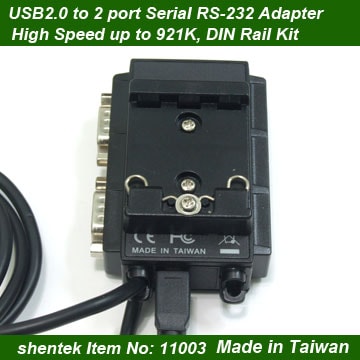 USB2.0 to high speed 2 port RS-232 Adapter Din Rail