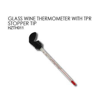 GLASS WINE THERMOMETER WITH TPR STOPPER TIP