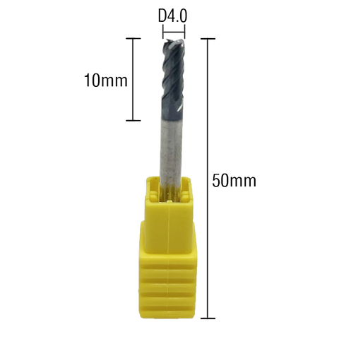 ECIO - EB4C Series - Solid Carbide Tungsten Square End Mill - 4 Flutes Helix angle 45°-4mm Diameter Shank