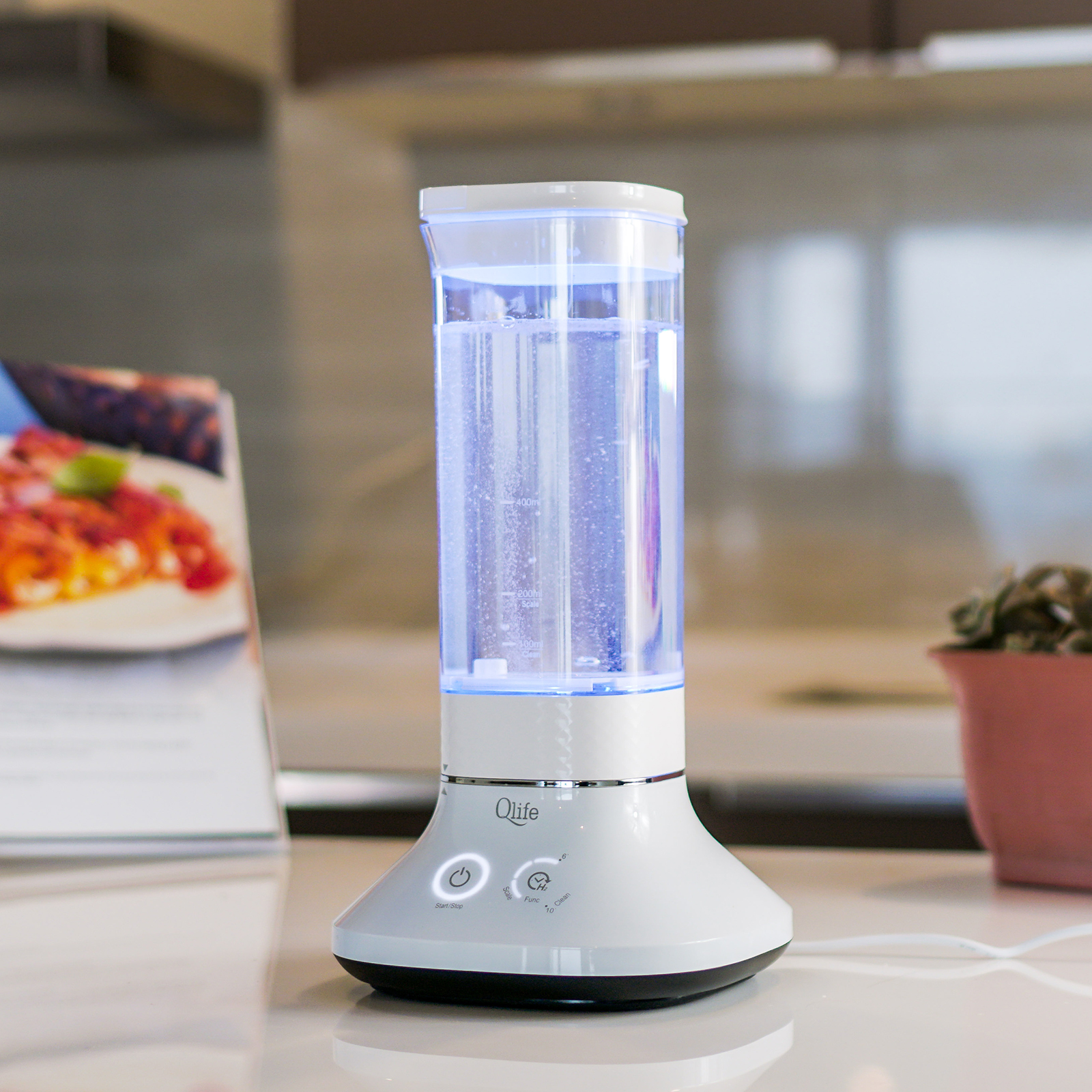 Countertop Hydrogen Water Generator Maker Platinum Membrane Qlife H2