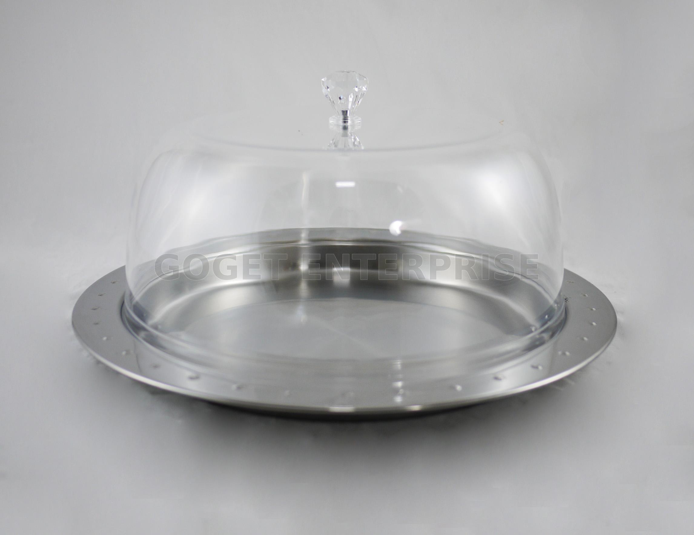 Clear Acrylic Cake Cover with Stainless Steel Cake Stand Gift Set