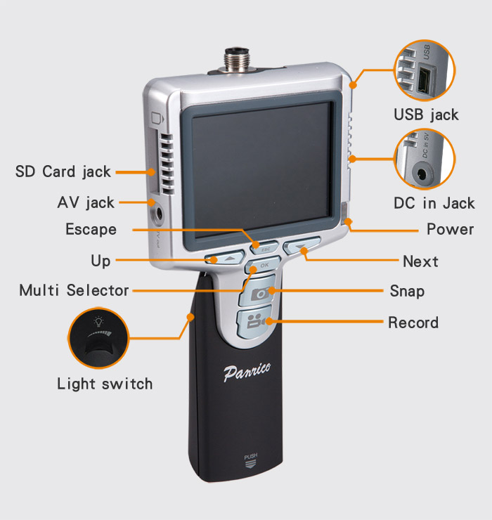 PST-2486 Portable Industrial Endoscope Borescope Camera Waterproof Video Borescope with 3.5 inch TFT LCD