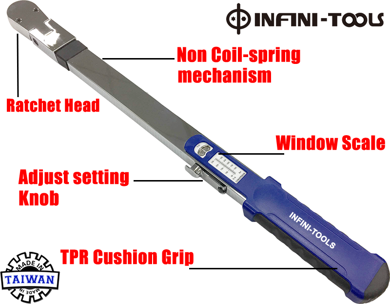 41 Tooth Ratchet 1//2/" Drive Click Type Torque Wrench 25 to 250 Ft lbs
