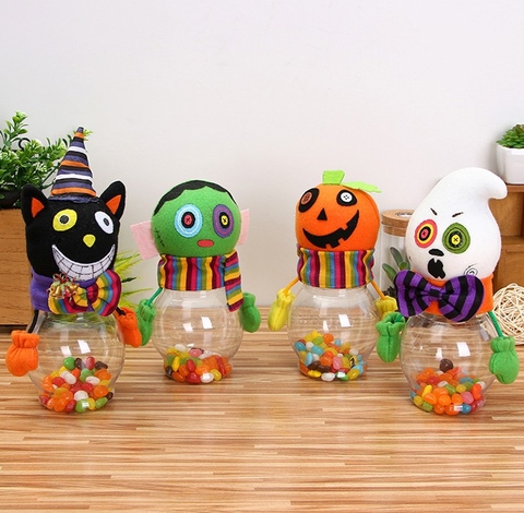 Halloween Cookie & Candy Jars with 4 Characters