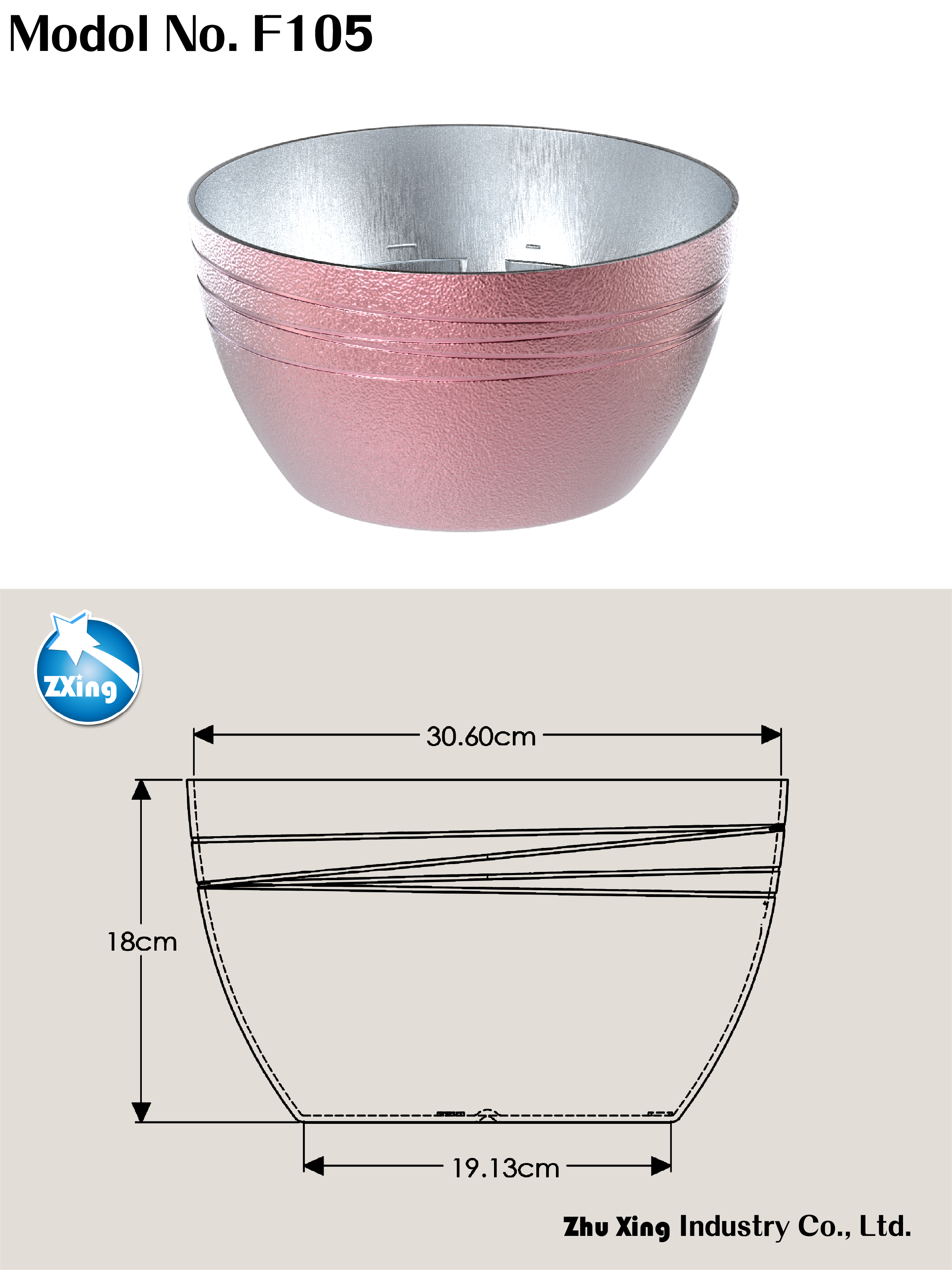 F105 ABS textured tabletop floral bowl in metallic rose gold finish, vacuum plated interior, 30.6cm diameter × 18cm height – lightweight, durable, stackable plastic flower container for orchids, retail displays, weddings, and home décor.