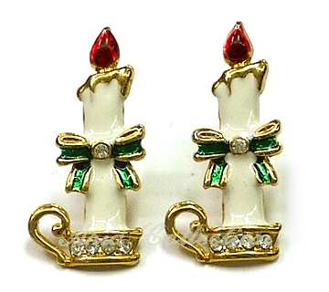 Christmas candlestick post earring