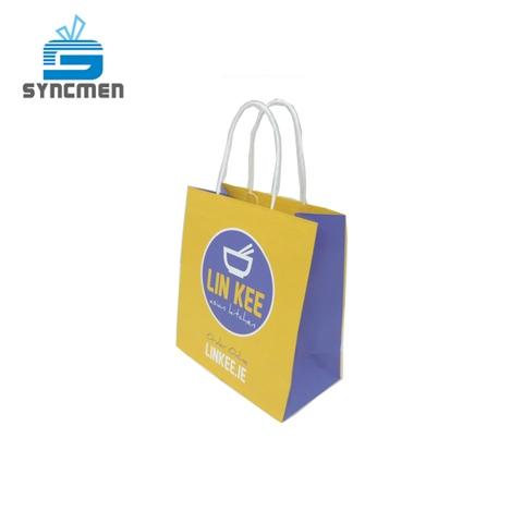 Customize Logo Design White Kraft Paper Bag For Food Syncmen