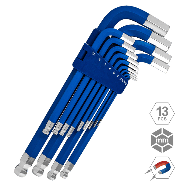 13 PCS LONG BALL POINT HEX KEY WRENCH SET (LONG ARM WITH Taiwantrade