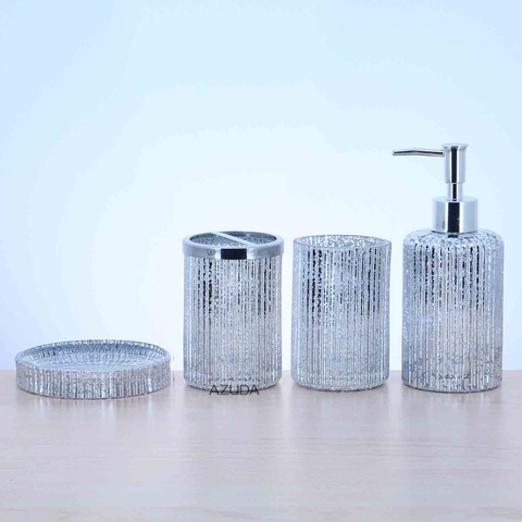 GLASS BATHROOM ACCESSORIES SET