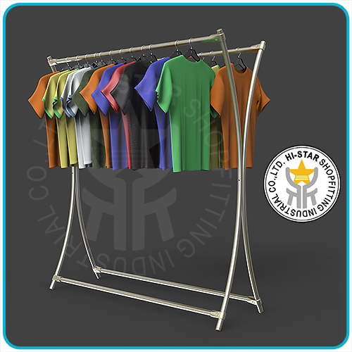 Garment Display Rack Round Tube Modern Design Hanging Shop Fitting