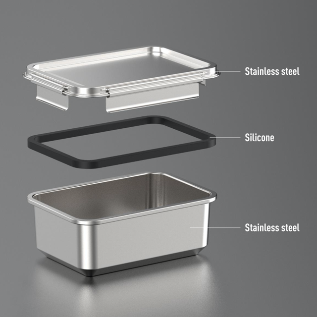 Microwave Safe Stainless Steel Food Container with Stainless Lid