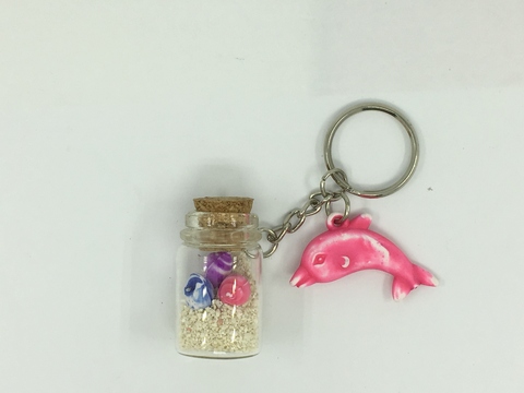 Washed Seashell Bottle Key Chain(with washed fittings)