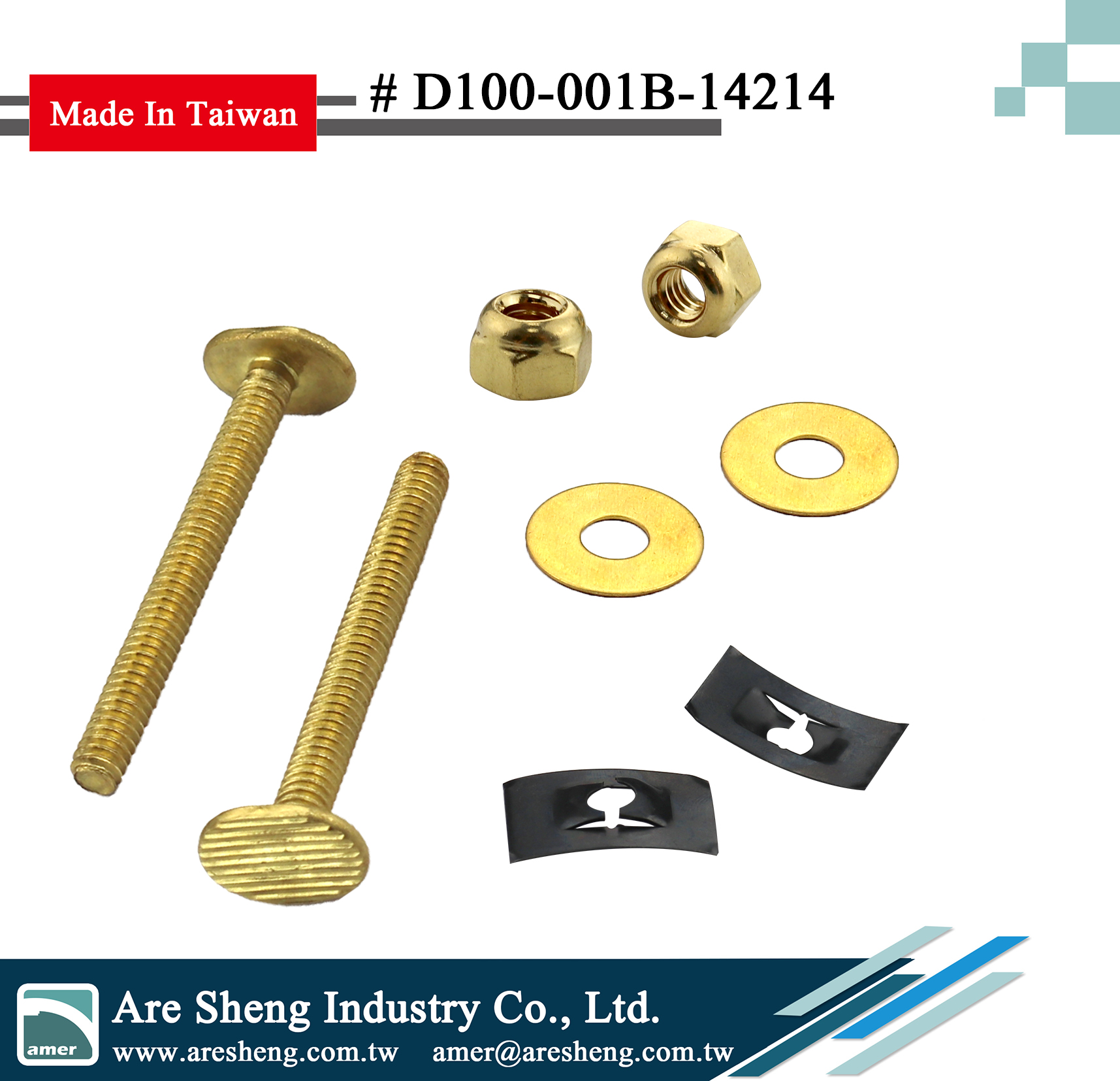 BRASS TOILET CLOSET BOLT SET 1/4" x 21/4"