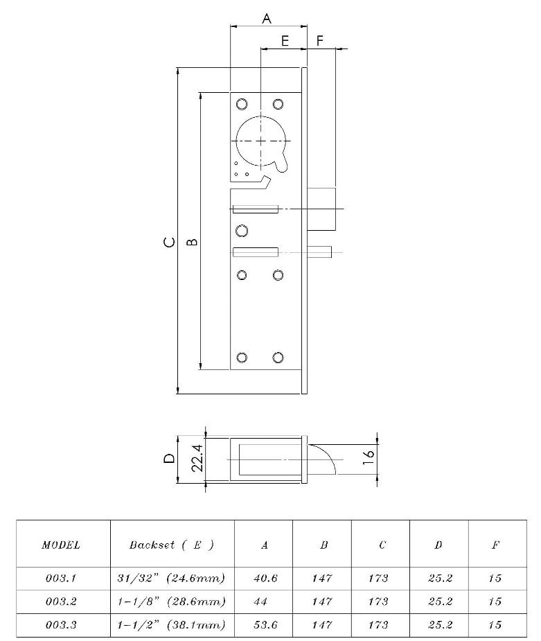 American Style Mortice Latchbolt Lock Slam latch lock passage door lock