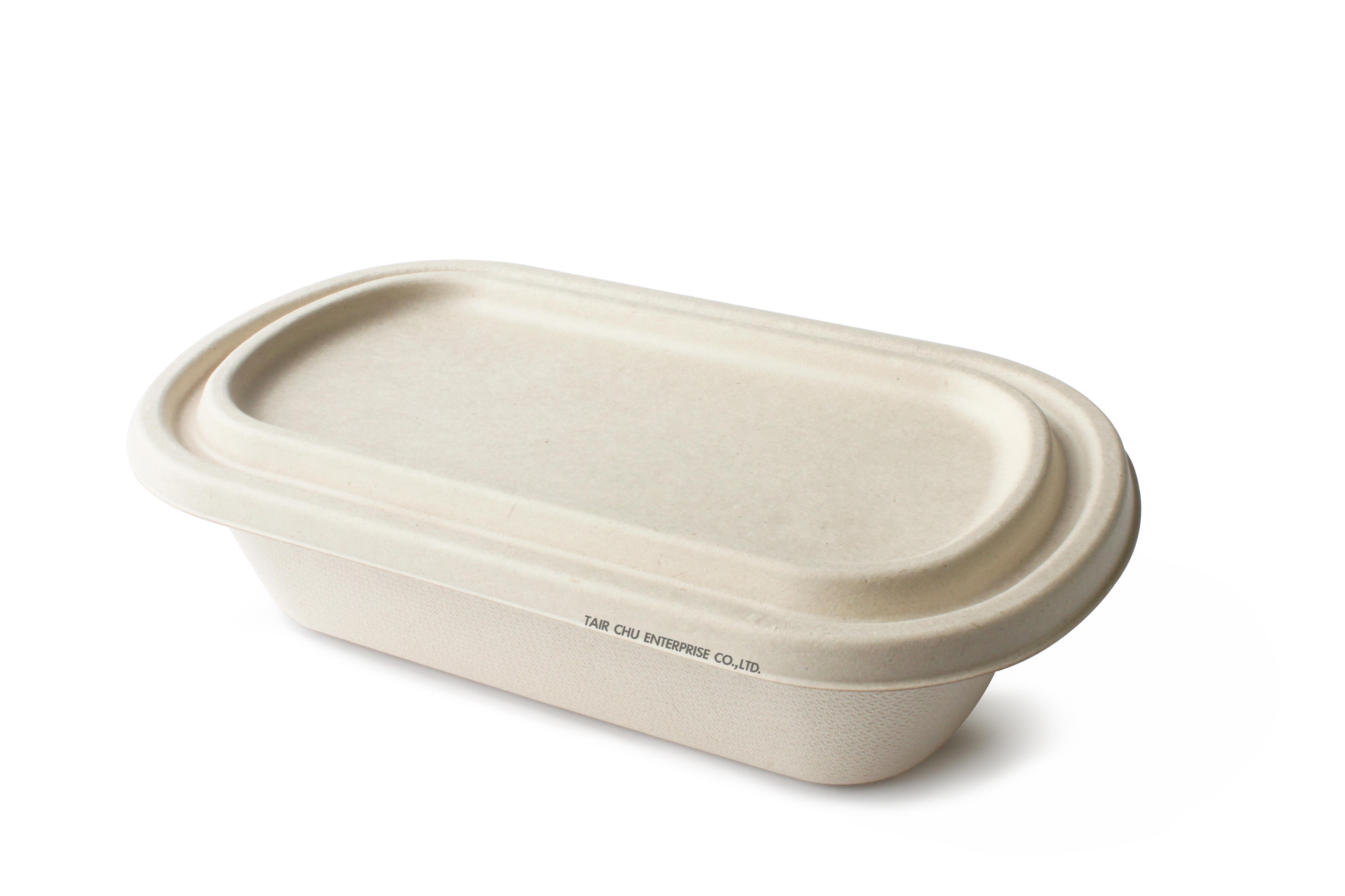 Environmentally Friendly Oval Bagasse Food Container 800ml Food