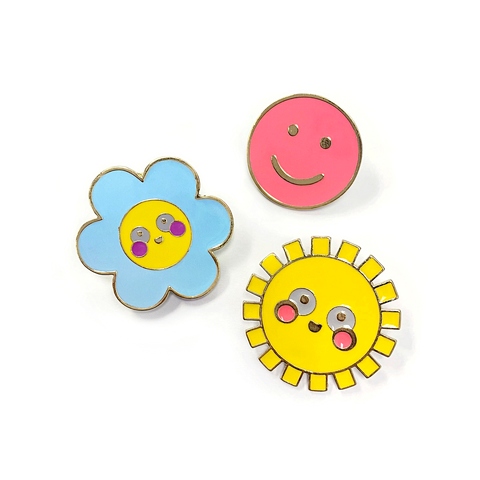 3pcs Set Smiley Face Pin Badges