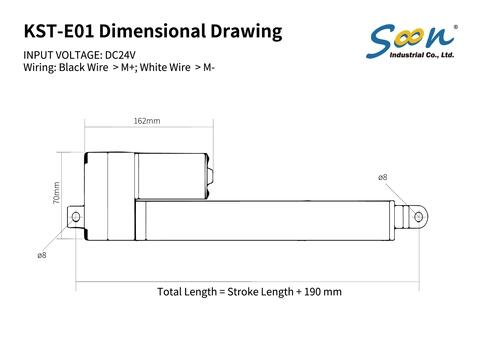 KST-E01 Linear Actuator Stroke length from 2" to 16" inch 180 pounds