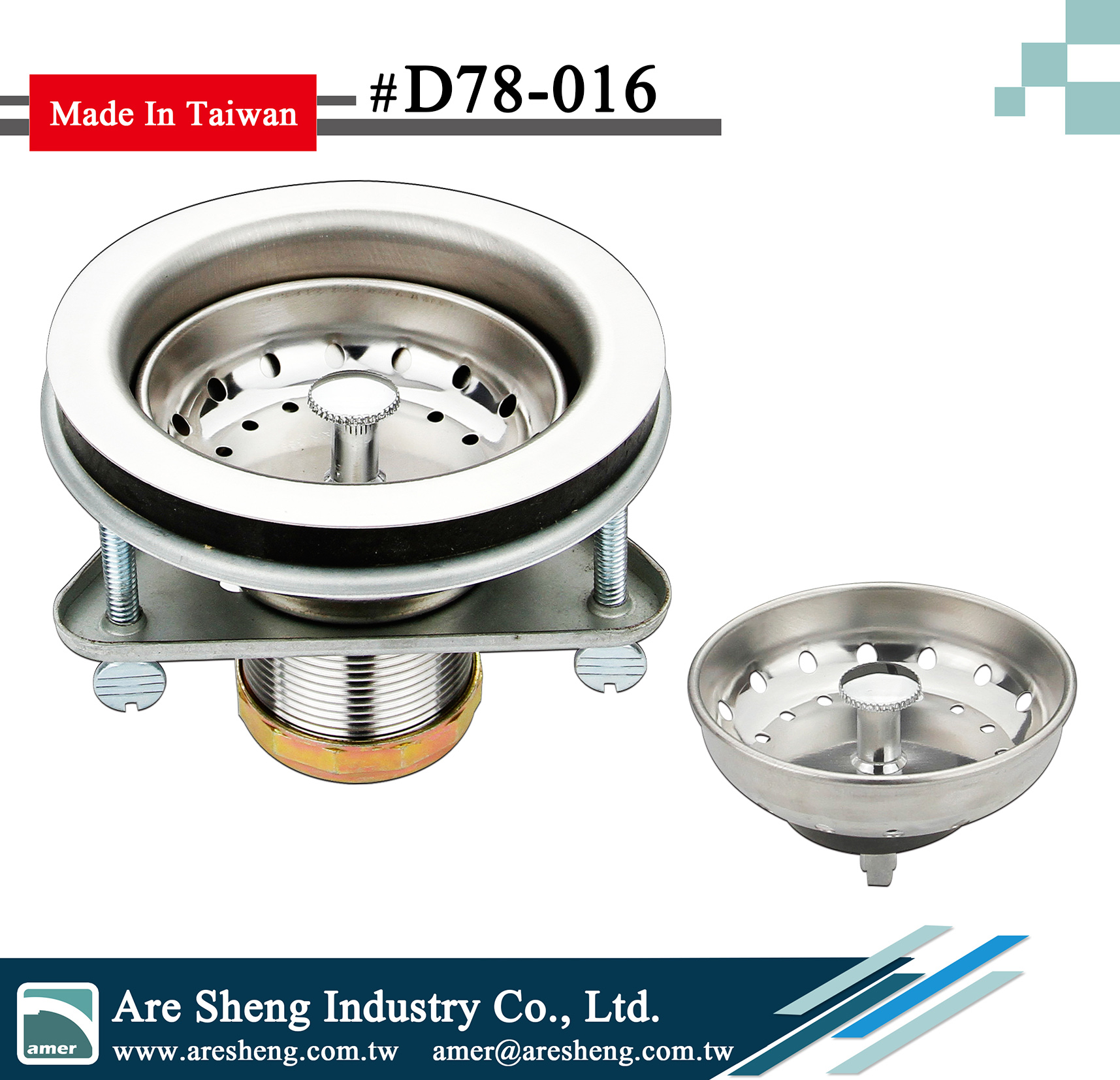 kitchen sink strainer-3 bolt triangle flange