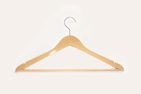 Handy light wooden hanger, transparent color, natural grain