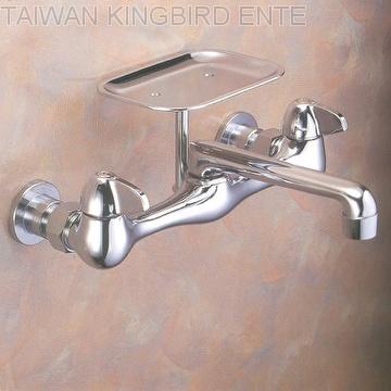 Wallmount Combination Faucet With 8 Cast Spout Soap Dish