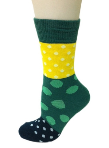 crew socks, Deparee Fashion Cozy Block Dotted Crew Socks