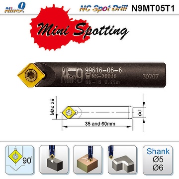 Nine9 NC mini Spot Drill with carbide insert_dia.1 to 6mm