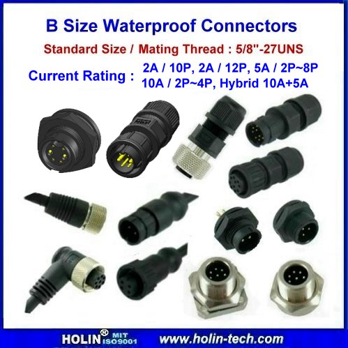 Circular B Size Waterproof Connectors For Mating Thread 5/8"-27UNS ...