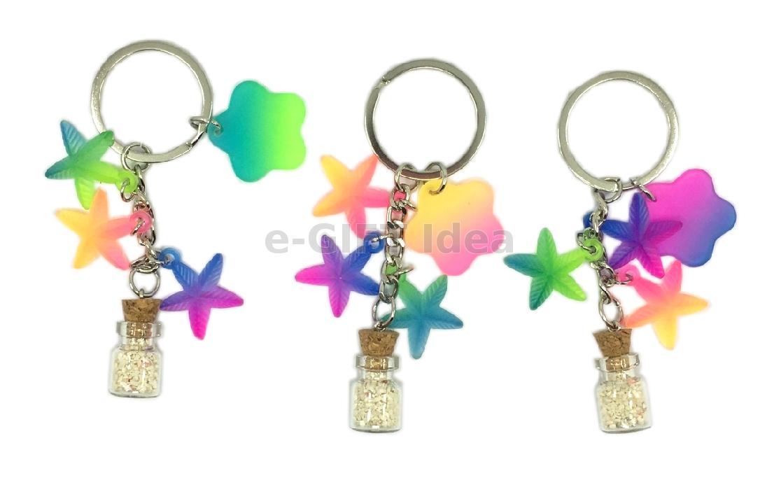 Mini Sand Bottle Key Chain (with starfishes) Taiwantrade