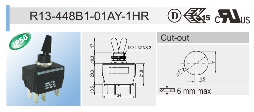 Waterproof Toggle Switch DC SCI R13 448 SHIN CHIN INDUSTRIAL CO