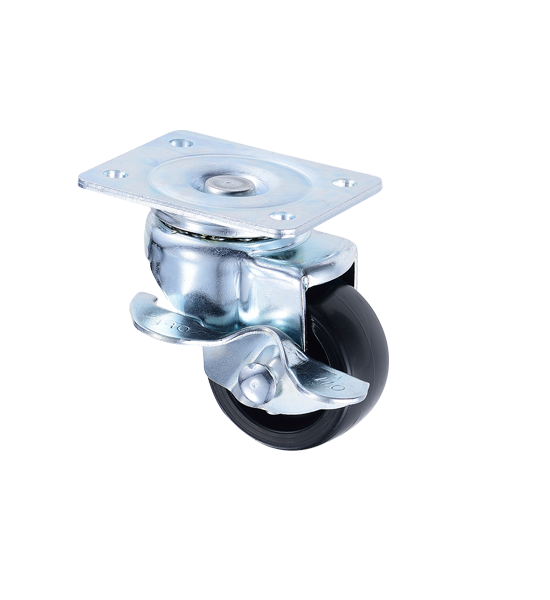 Side Brake Rubber 2 inch Plastic Small Furniture Wheels