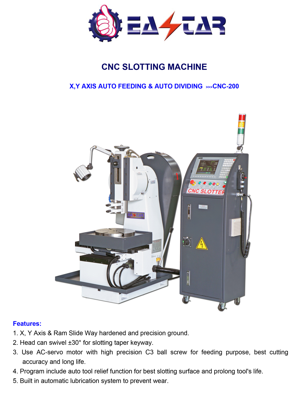CNC Slotting Machine (X,Y AXIS AUTO FEEDING & AUTO DIVIDING) (CNC200)