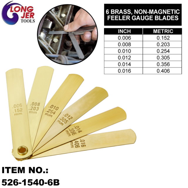 SAE and Metric Brass Straight Non Feeler Gauge Set LONG JER