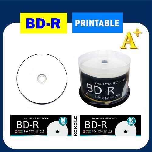 White Inkjet Printable Blank Bluray Disc BDR 6X Dual Layer 25GB 50GB