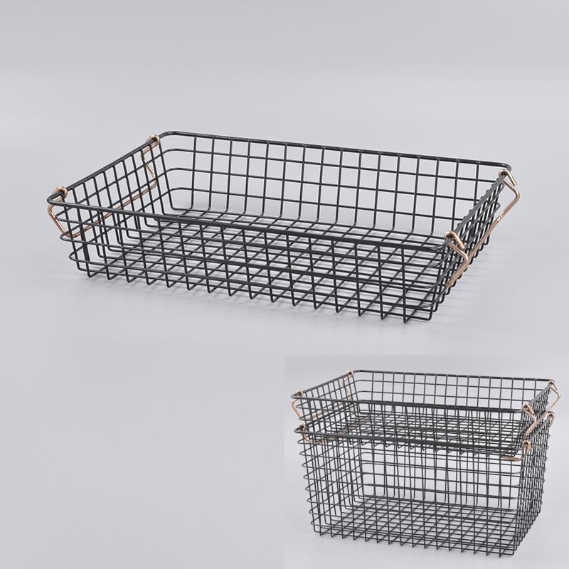 Small Stackable Rectangle Shape Metal Wire Basket With Handle TOP