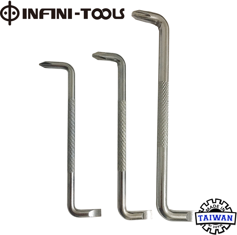 Right Angle Z Shaped Offset Slotted Phillips Screwdriver Set, 3 piece