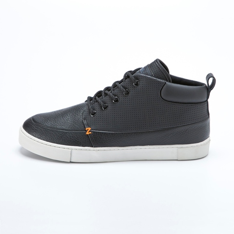 Black Casual PU Leather Perforated Running Sneaker for Men 