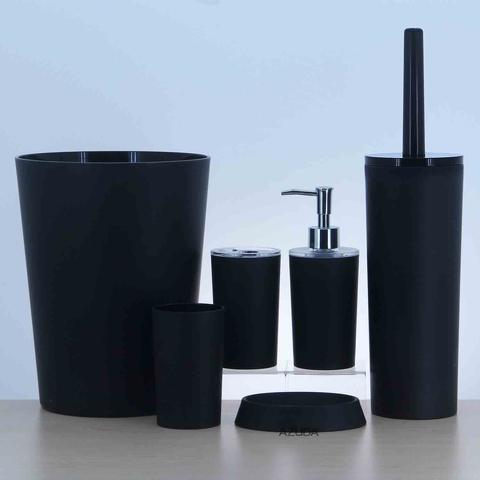 Plastic Cylinder Bathroom Set Frosted Finish In Black | Taiwantrade.com