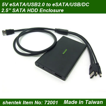 5V Power eSATAp to 2.5” 9.5mm SATA HDD Enclosure