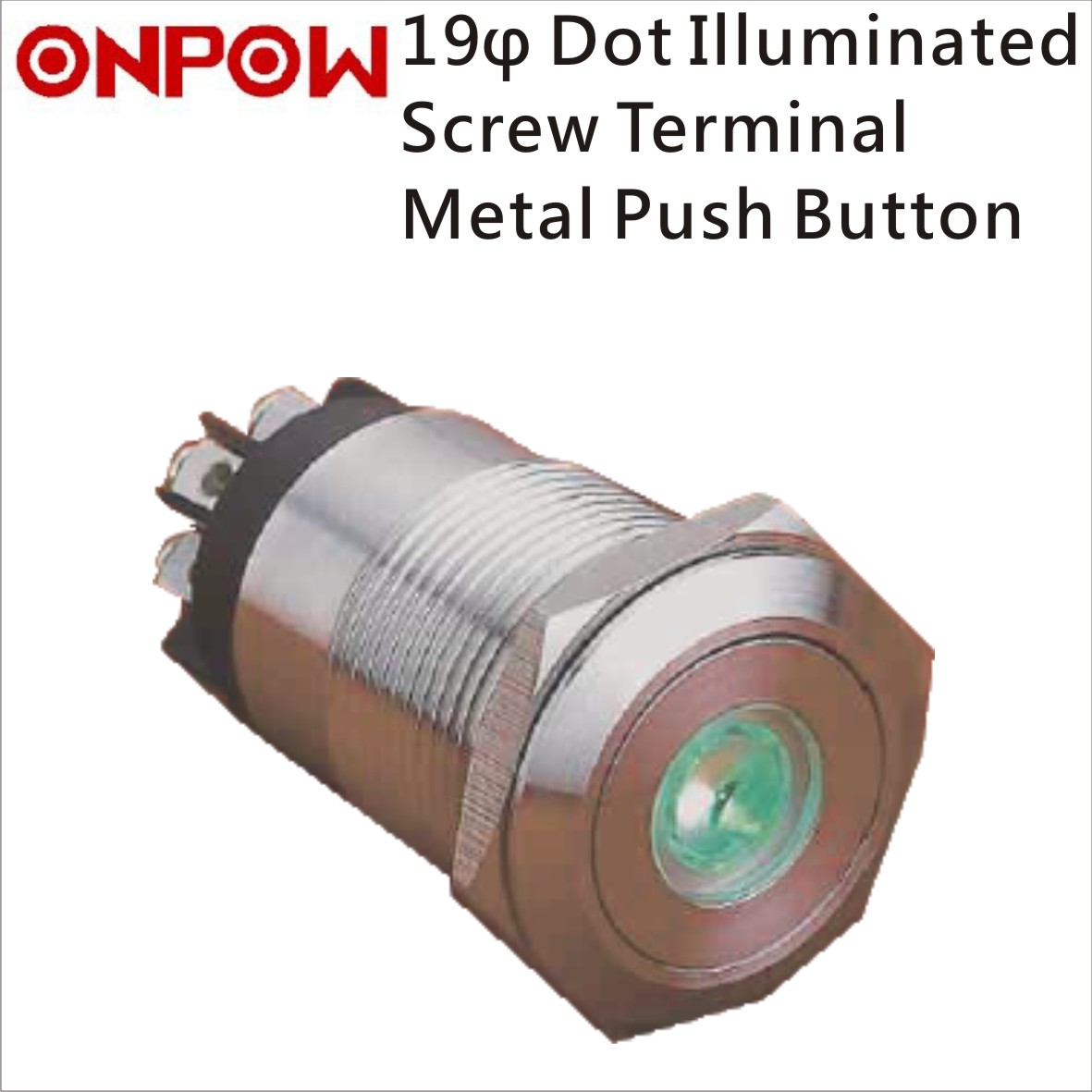 Onpow 19mm Metal Push Button Switch Dot Illuminated Screw Terminal