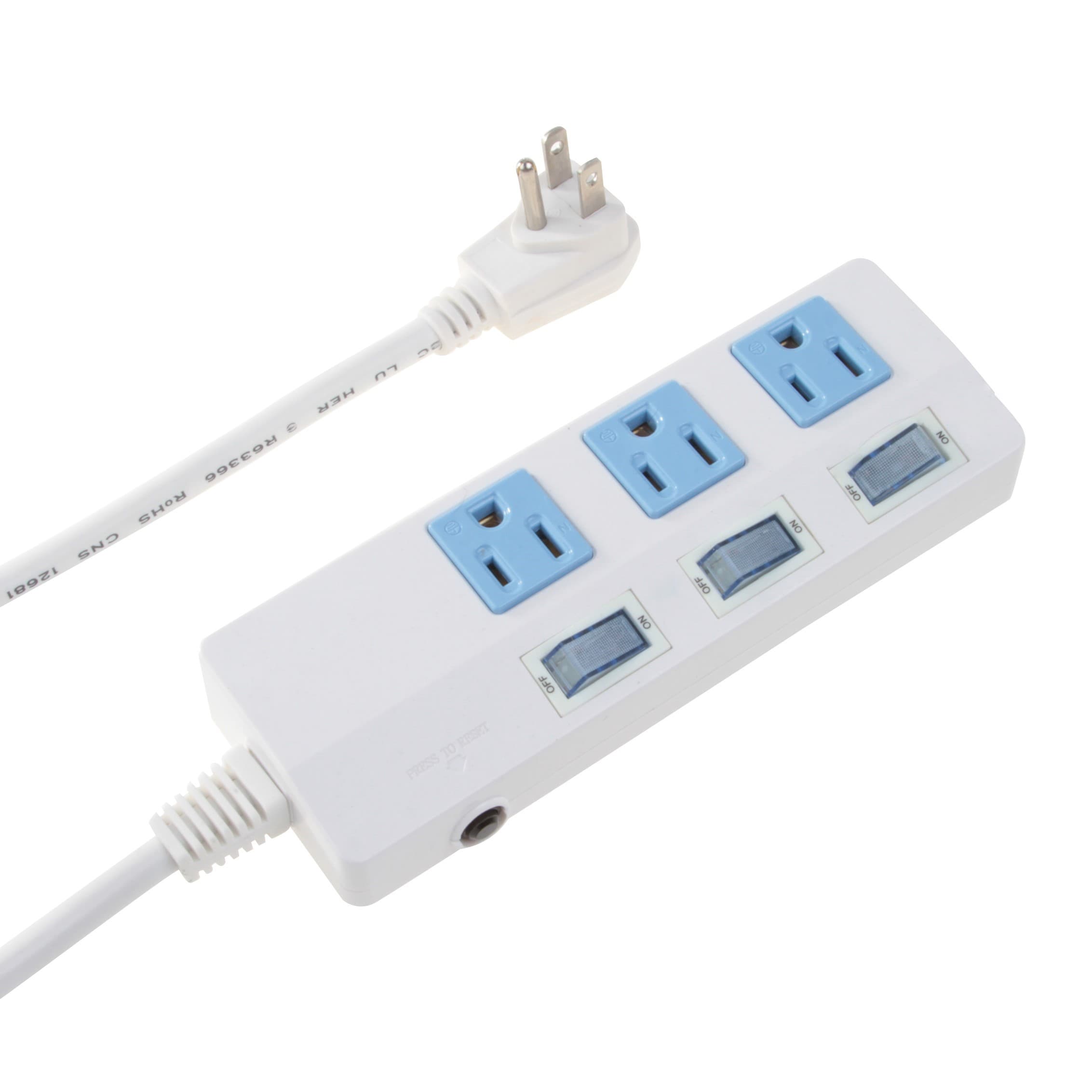Power strip with 3 switches 3 outlets (15A/ 125V/ 1650W)