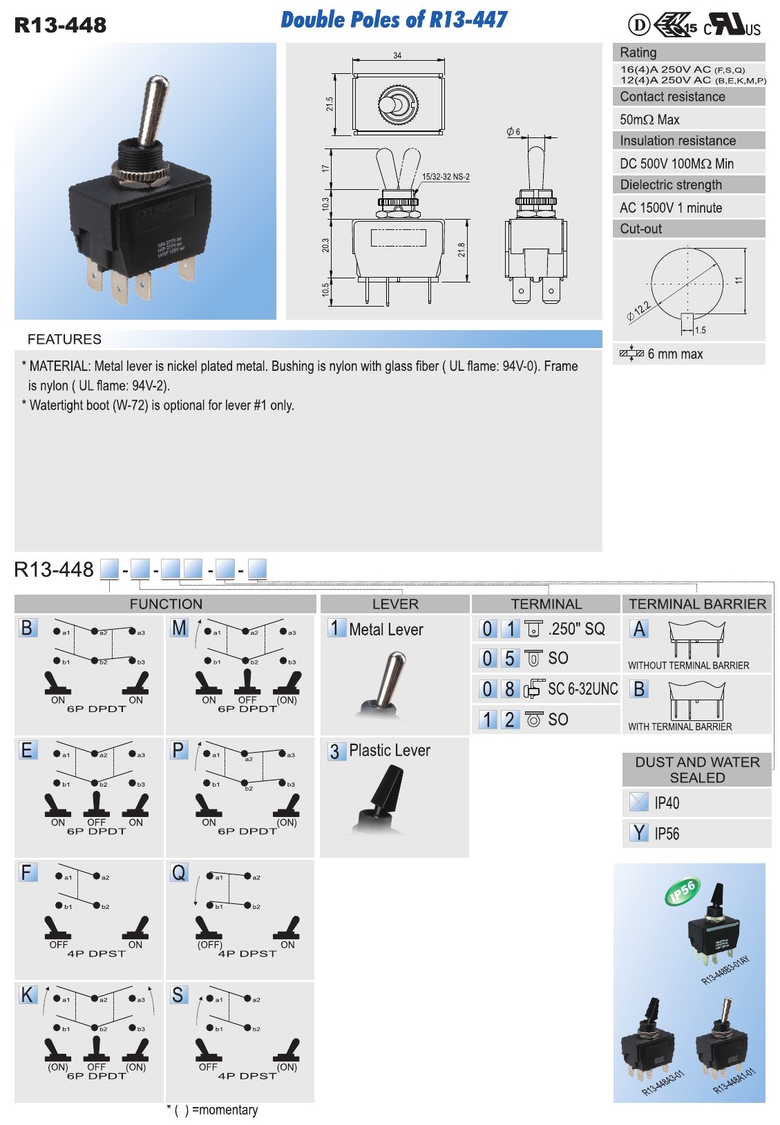 Toggle Switch AC SCI R13 448 Taiwantrade