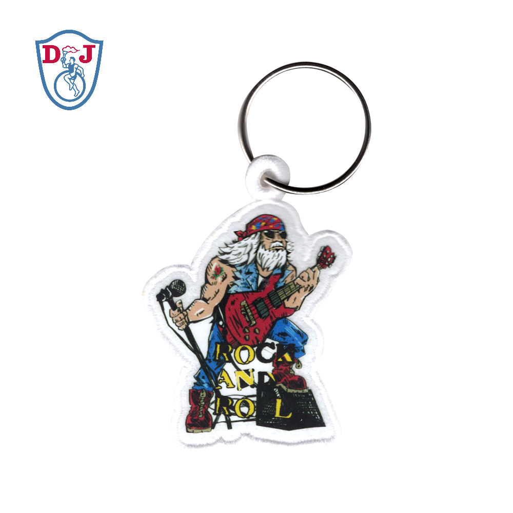 Dah Jeng Custom Made CMYK Full Color Transfer with Embroidery Key Chain