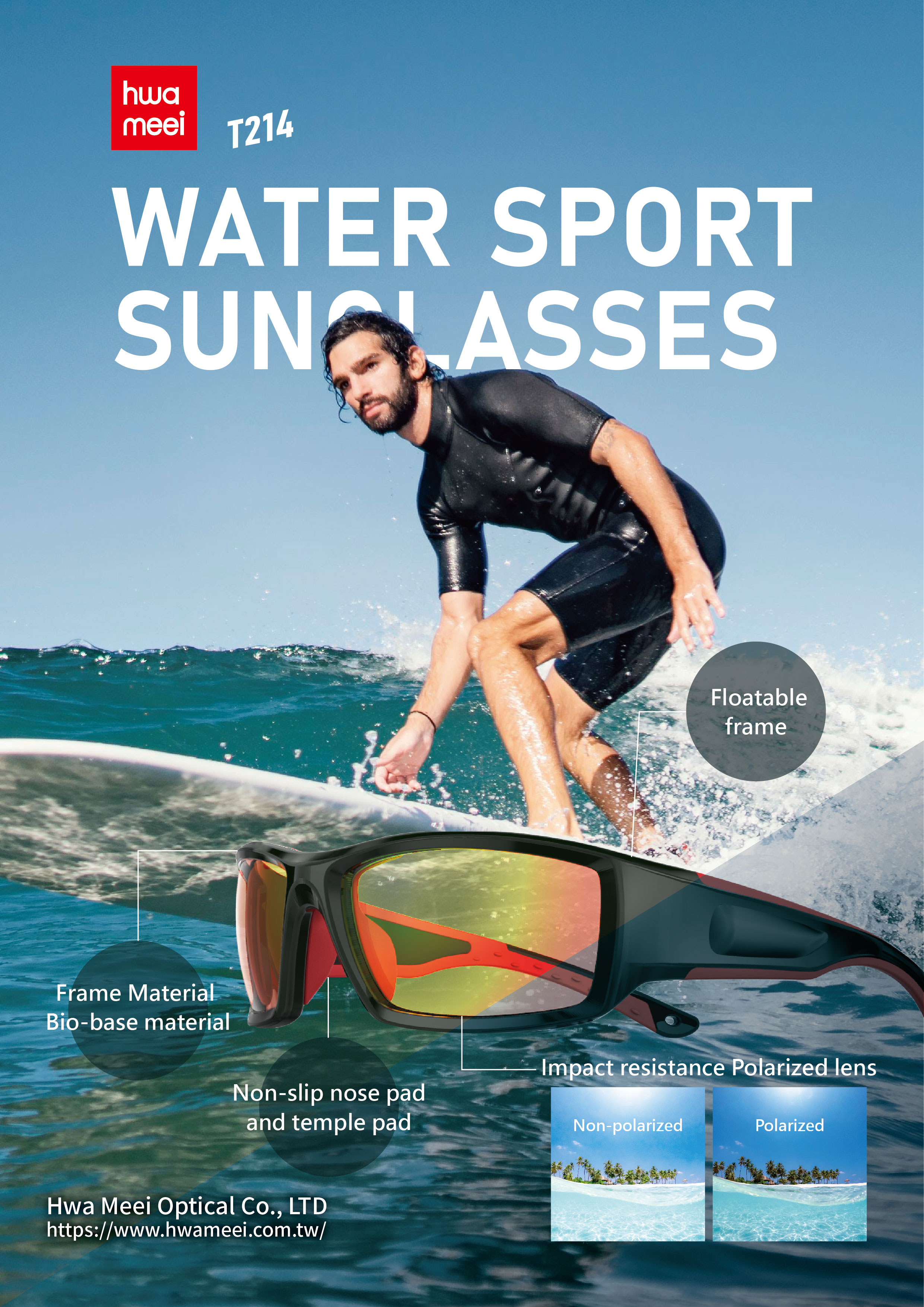 water sport sunglasses Floatable frame + Polarized lens (T214