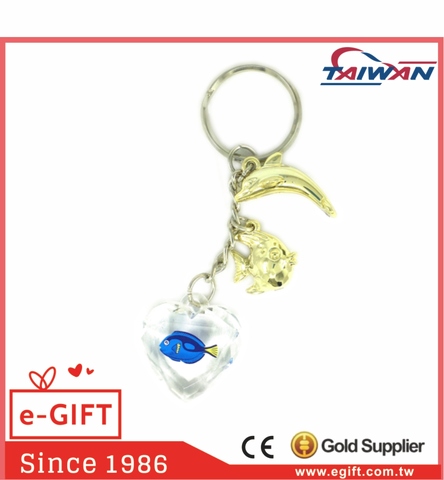 Acrylic Heart Dory Fish Dolphin Tropical Fish Keychain