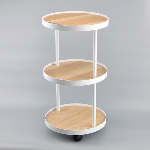 3-Tier Wooden Round Shape Storage Trolley Cart