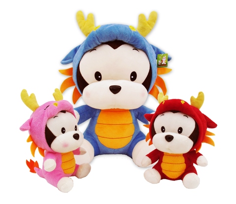 Custom plush monkey with dragon clothes stuffed animal toy