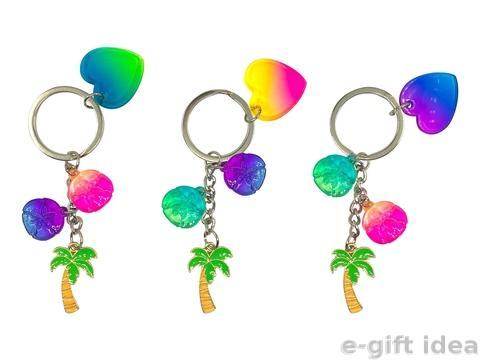 Sand Dollar Metal Palm Tree Keychain